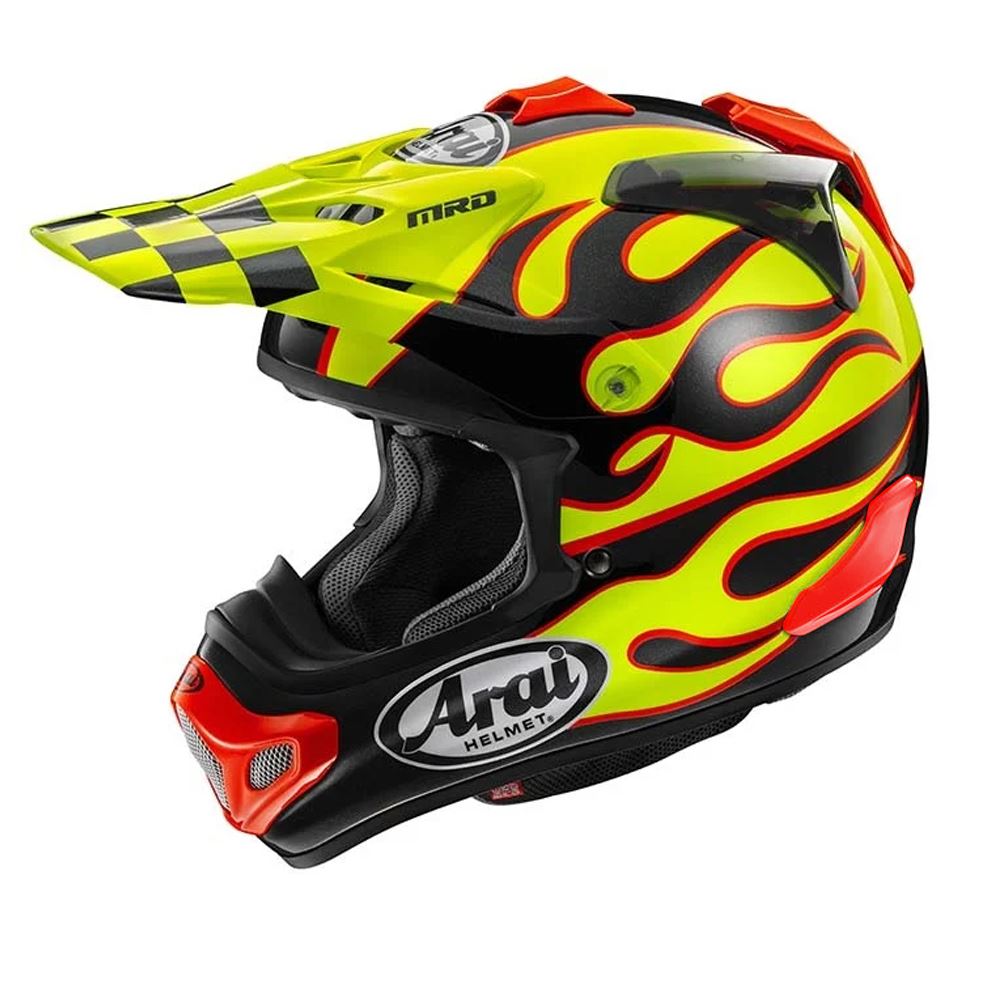 Arai MX-V Evo New 2025 Motocross Helmet Flame Yellow ECE 22-06
